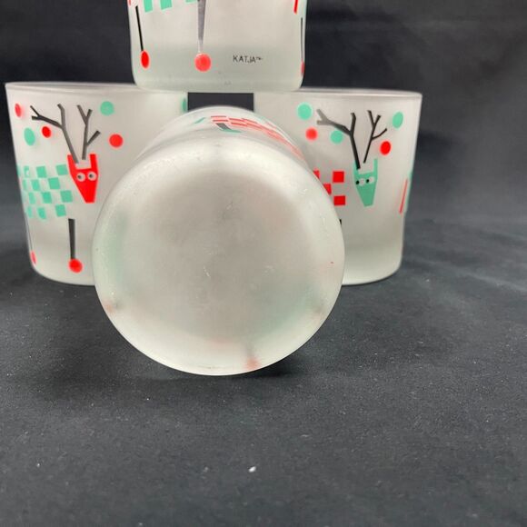 Katja Barware - Etsy Katja Towle Frosted Reindeer Christmas Glasses Set of 4 Low Ball